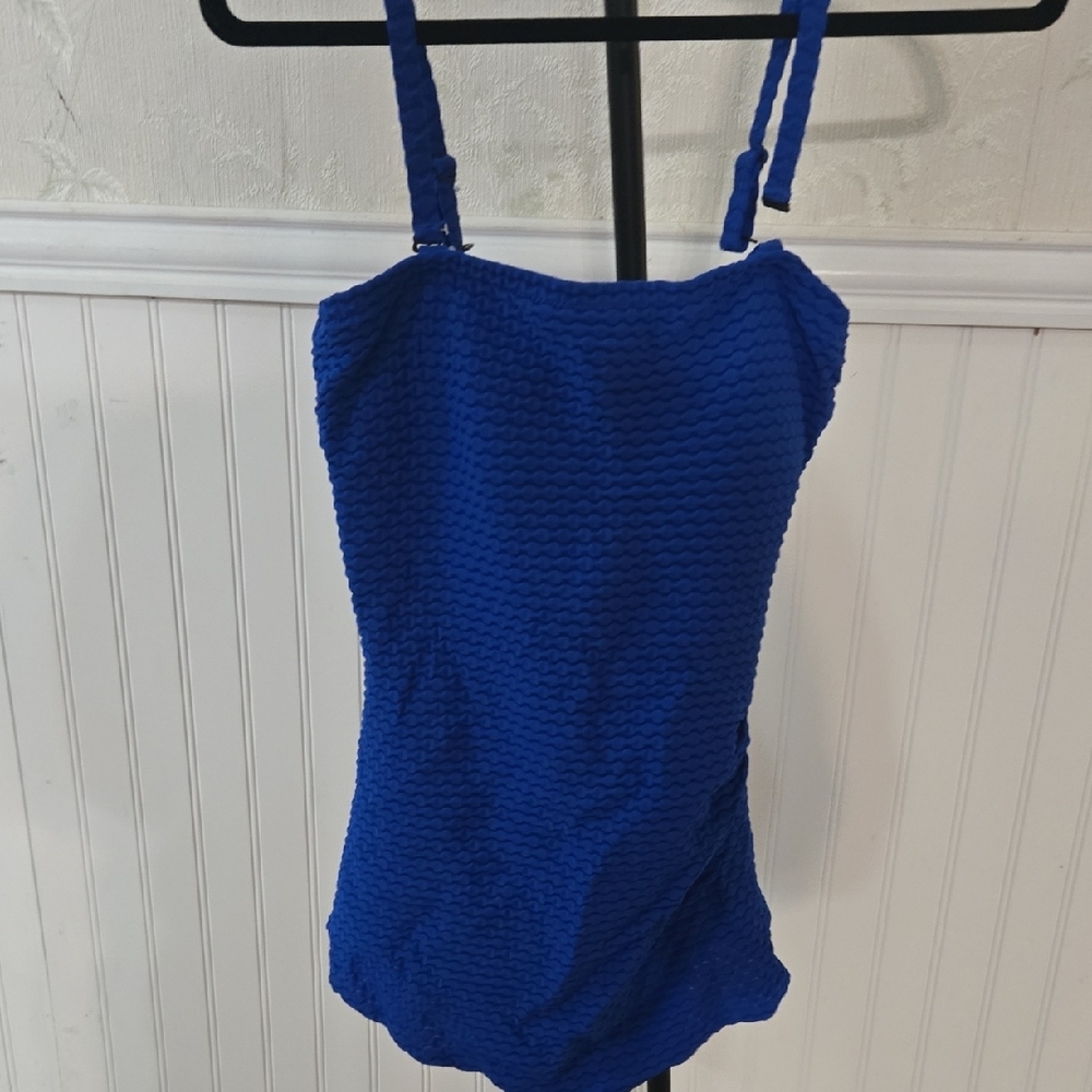 Essentials Blue Adjustable Strap One Piece Swimsuit